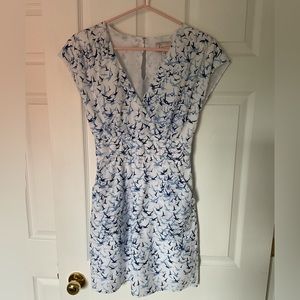 Oliver Bonas Poem White with Blue Birds Mini Dress